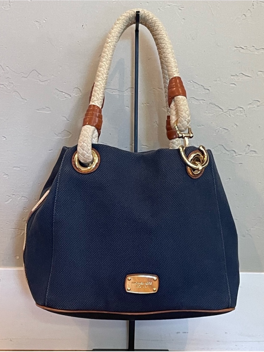 Michael Kors NavyMarina Convertible Canvas Tote